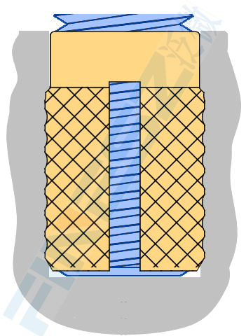 PPB带槽滚花铜螺母压入塑胶的安装方法